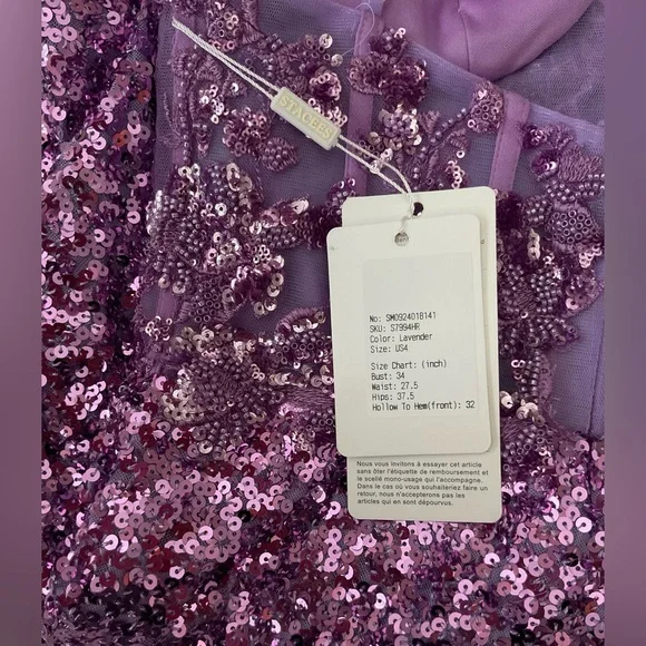 V Neck Corset Sequins Short Prom Dress with Appliqued Lace - Picture 7 of 8